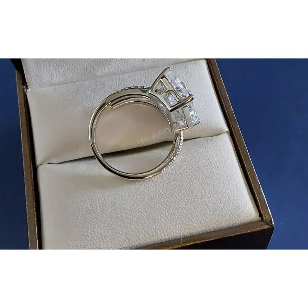 New~12.8 Ct Radiant & Round Cut Sim Diamond Wrap Around Bridal/Engagement Ring 8